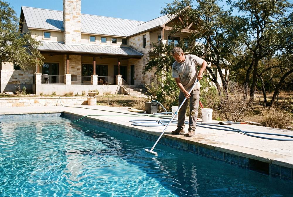 Brushing pool walls